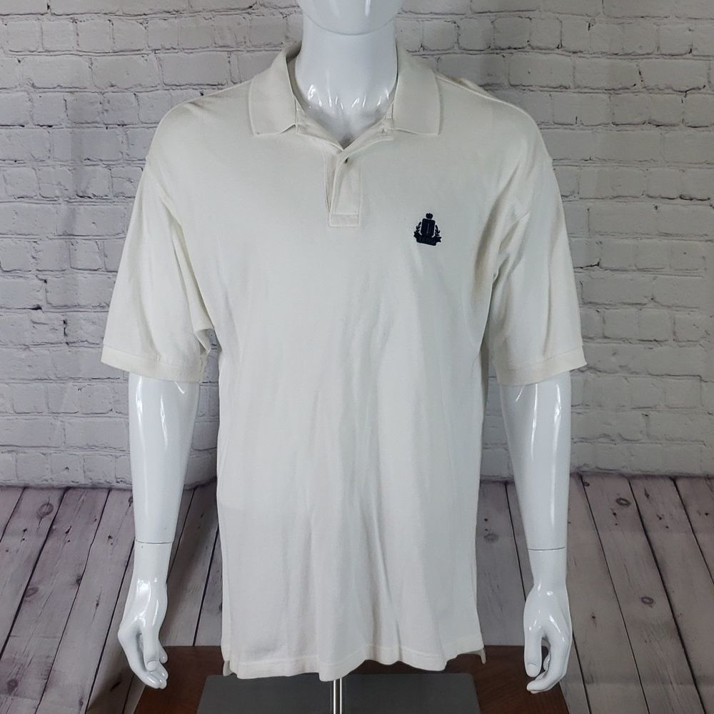 Izod Size Large Short Sleeve Polo Shirt 100% Cotton White